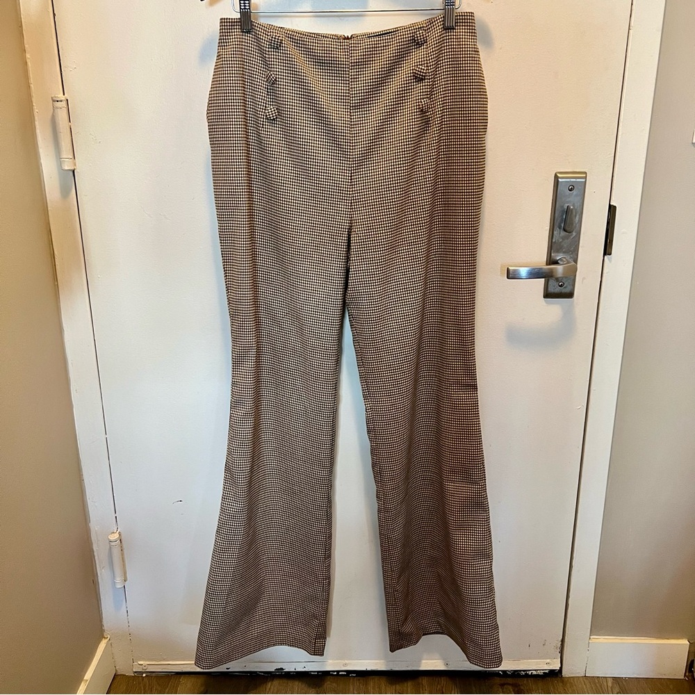 MAJORELLE Brown Houndstooth Wide Leg Pants